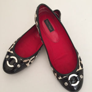 WHBM Animal Print/Black Patent Flats